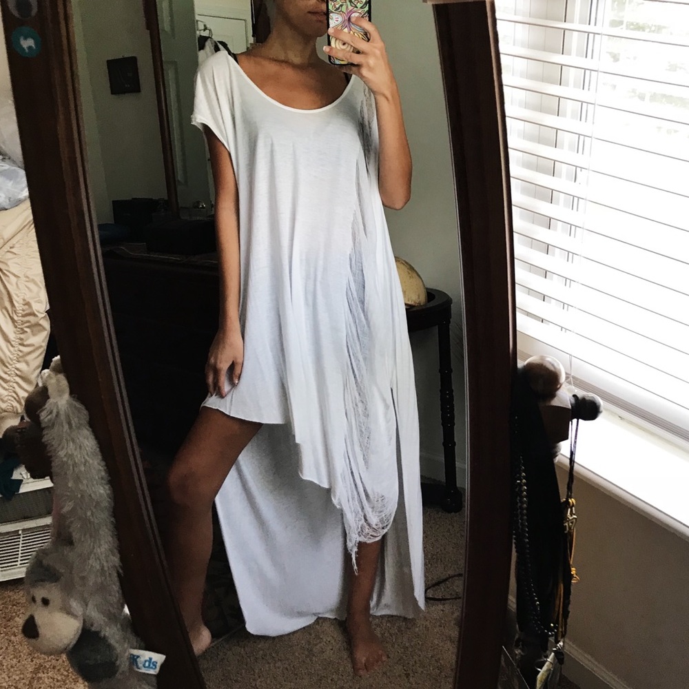 Free People White Wind-Chaser Mesh Tunic